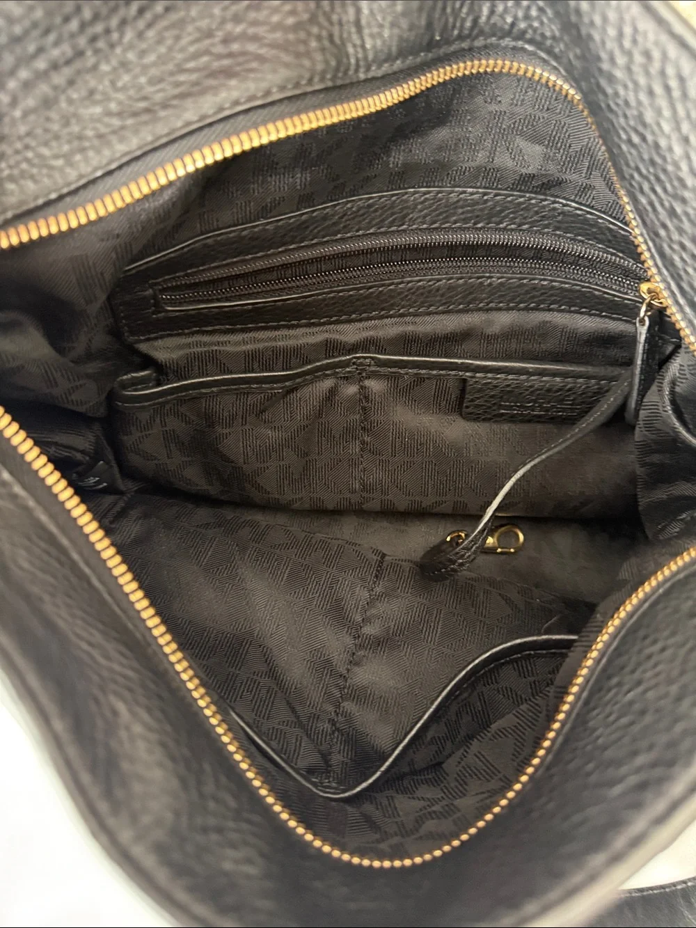 Michael Kors Black Pebbled Leather Tote with Gold Hardware